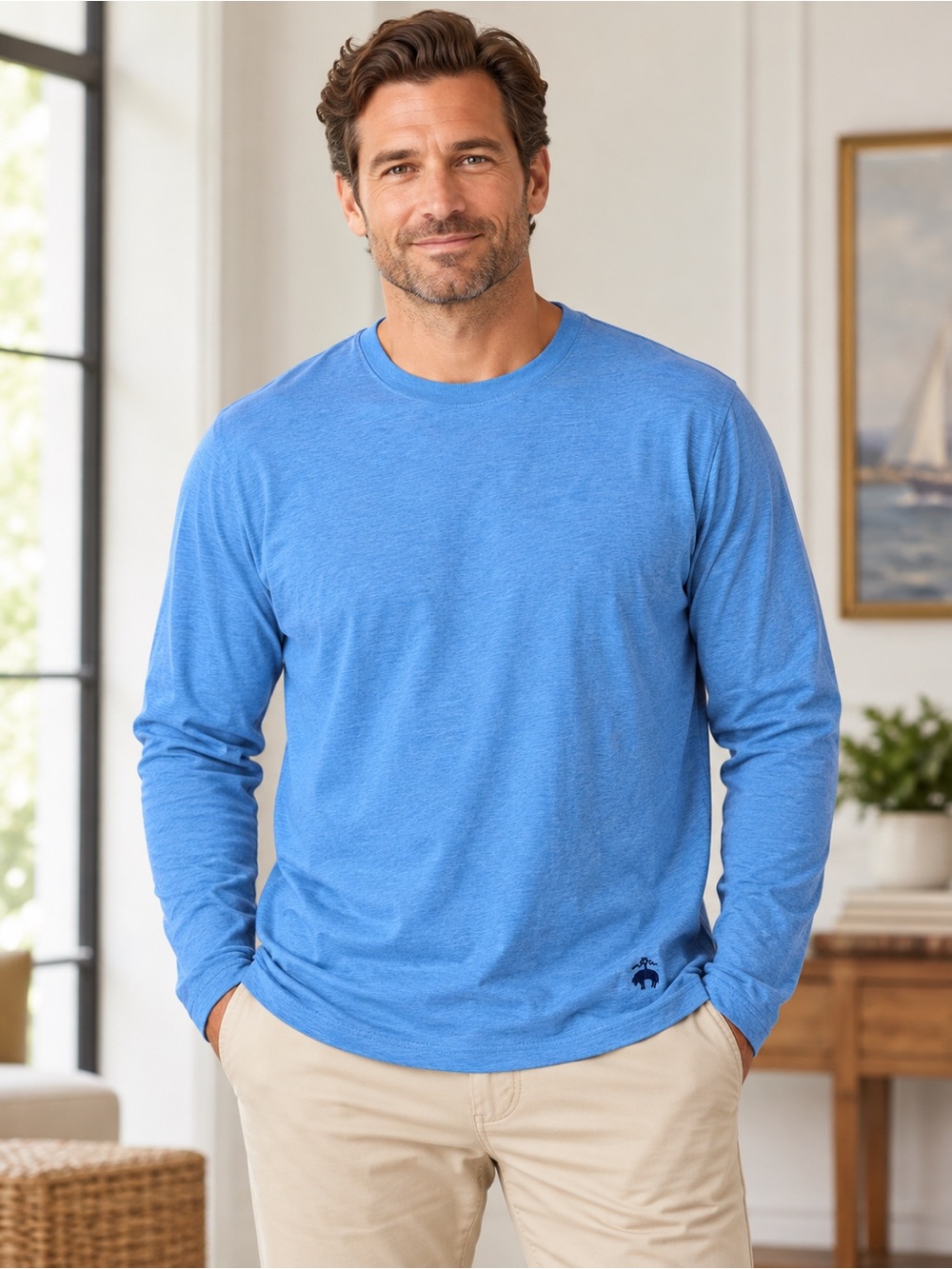 Brooks Brothers Men’s XXL Supima Cotton Long Sleeve T-Shirt Blue NWT $69.50
